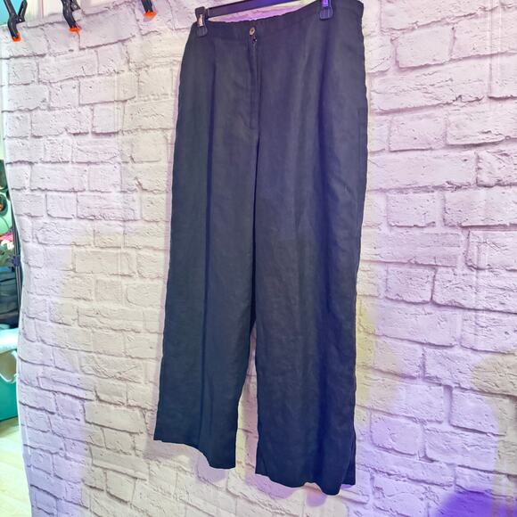 Liz Claiborne 14 Petite Black LINEN pants - Picture 2 of 6